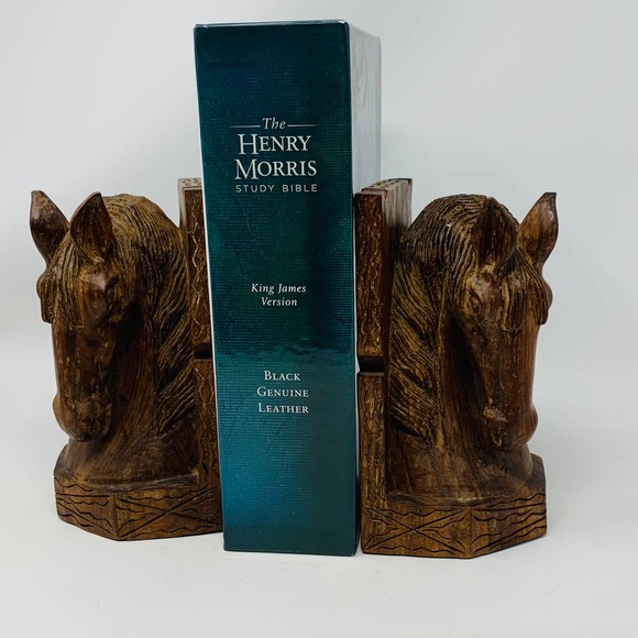 Vintage Horse Wooden Bookends Horse Head Bust Pair Hand Carved Horse